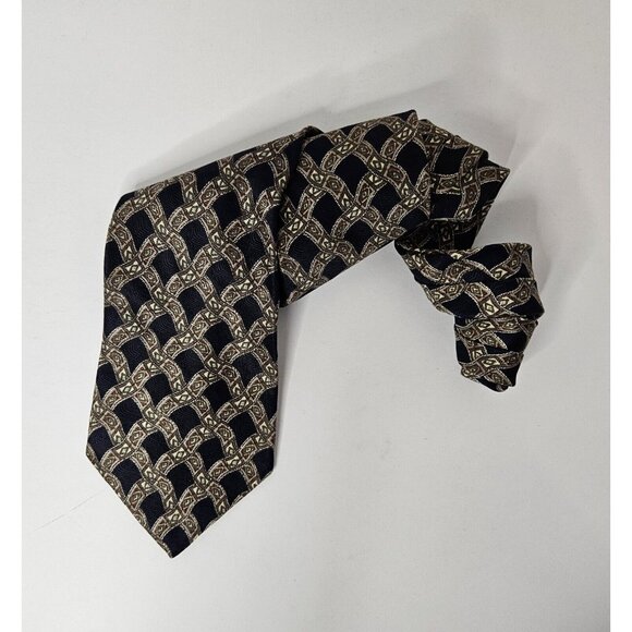 Geoffrey Beene 100% Silk Tie With Geometric Pattern Necktie 58 in x 4 in - Picture 1 of 9